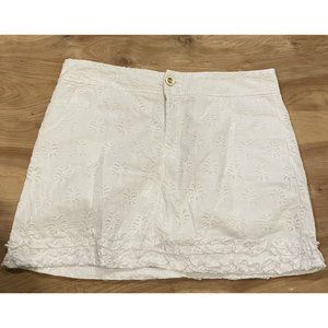 Lilly Pulitzer Golf Ladies Sz 8 Nicki skort Zipper Pockets White Palm Tree